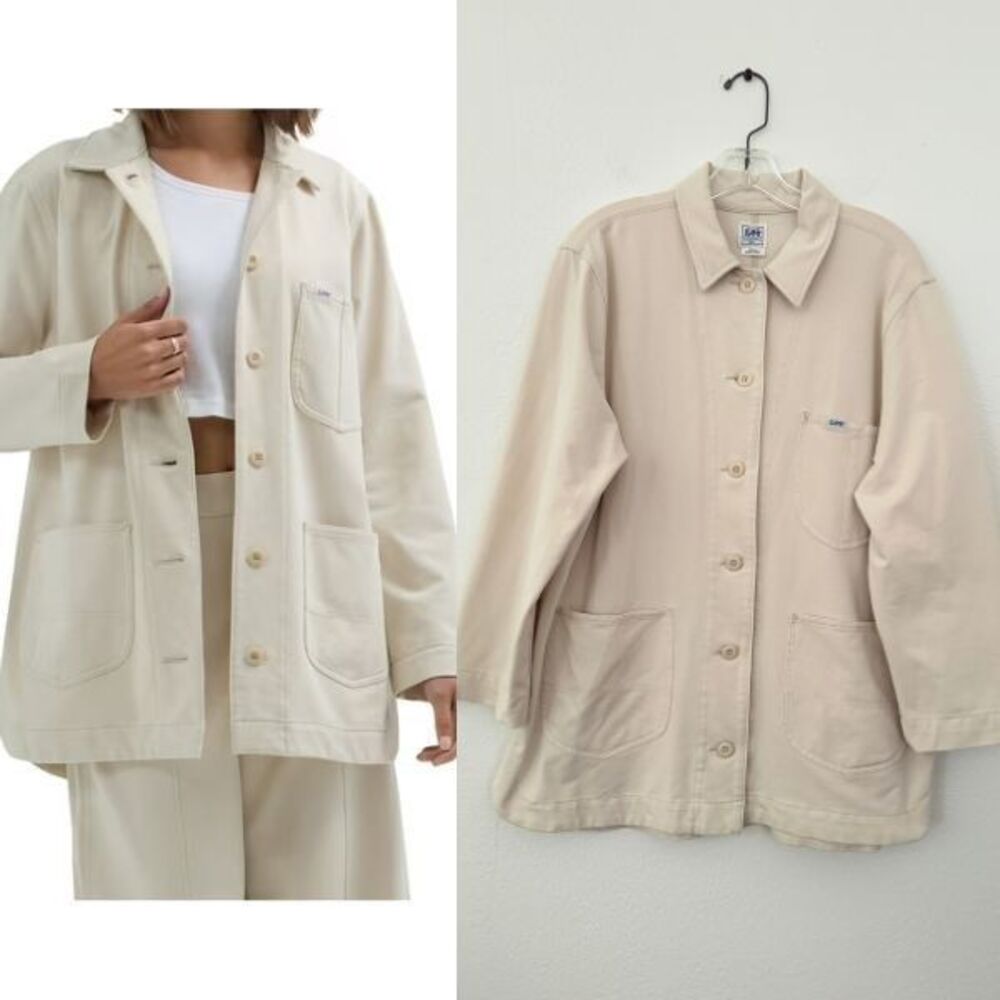 Lee Layers Chore Shirt Jacket Cream White Ceramics Utility Button Women's Large